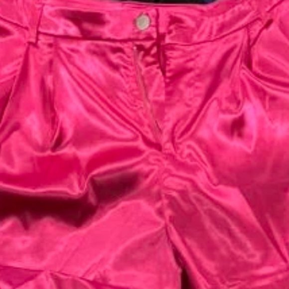 Pink Satin Wide Leg High Waist Shorts - Picture 8 of 8